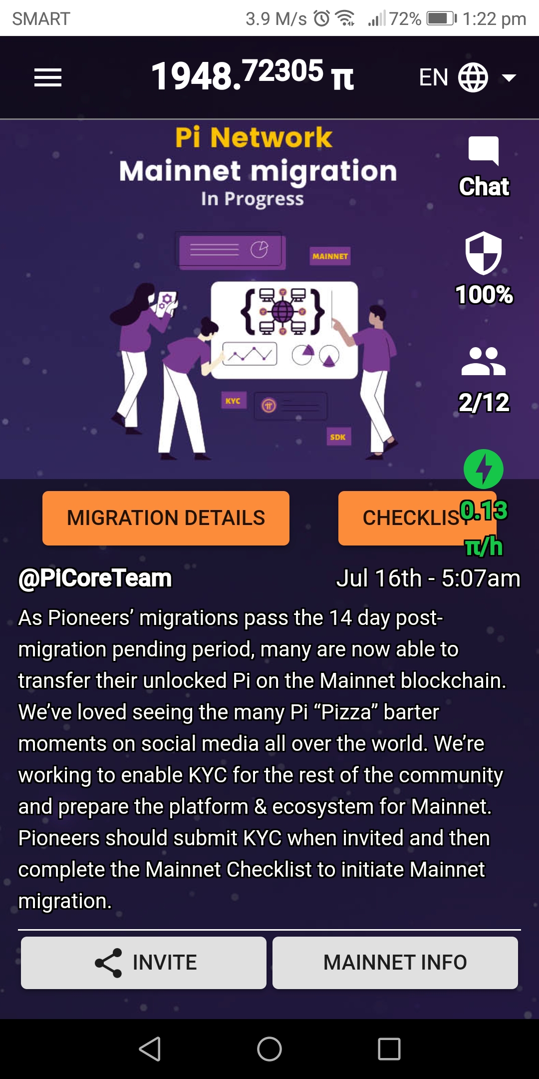 Installed Pi application in an Android Phone